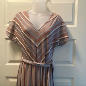 Striped V-Neck Belted Romper